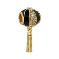 Brass Spacer Beads gold color plated micro pave cubic zirconia & enamel Sold By PC