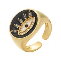 Cubic Zirconia Micro Pave Brass Ring gold color plated Adjustable & micro pave cubic zirconia & for woman & enamel 22mm Sold By PC