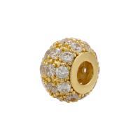 Brass Spacer Beads, plated, micro pave cubic zirconia, more colors for choice, 10x6.50mm, Sold By PC