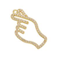Cubic Zirconia Micro Pave Brass Pendant, Hand, plated, micro pave cubic zirconia & hollow, more colors for choice, 14.50x27.50mm, Sold By PC