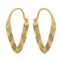 Cubic Zirconia Micro Pave Brass Earring, plated, micro pave cubic zirconia & for woman, more colors for choice, 29.50x17.50mm, Sold By Pair
