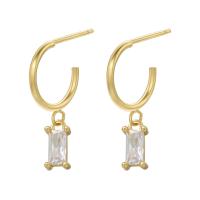 Cubic Zirconia Micro Pave Brass Earring, gold color plated, micro pave cubic zirconia & for woman, more colors for choice, 22.50x17.50mm, Sold By Pair