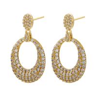 Cubic Zirconia Micro Pave Brass Earring, plated, micro pave cubic zirconia & for woman, more colors for choice, 30.50x17.50mm, Sold By Pair