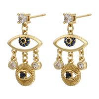 Evil Eye Earrings Brass plated micro pave cubic zirconia & for woman Sold By Pair