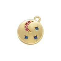 Cubic Zirconia Micro Pave Brass Pendant, gold color plated, with rhinestone, more colors for choice, 12x10mm, Sold By PC