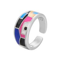 Brass Cuff Finger Ring plated Adjustable & for woman & enamel 21.50mm Sold By PC