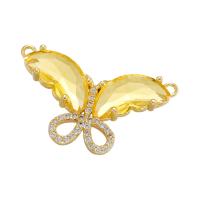Cubic Zirconia Micro Pave Brass Pendant with Glass Butterfly gold color plated micro pave cubic zirconia Sold By PC