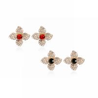 Zinc Alloy Stud Earring Common Camelia gold color plated for woman & with rhinestone nickel lead & cadmium free Sold By Pair