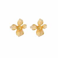 Tibetan Style Stud Earring, Flower, gold color plated, fashion jewelry & for woman, nickel, lead & cadmium free, 27x30mm, Sold By Pair