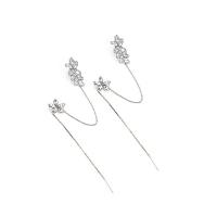Tibetan Style Drop Earrings, Flower, silver color plated, micro pave cubic zirconia & for woman, nickel, lead & cadmium free, 180mm, 13mm, Sold By Pair