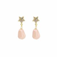 Zinc Alloy Drop Earrings with Plastic Star gold color plated for woman & with rhinestone Sold By Pair