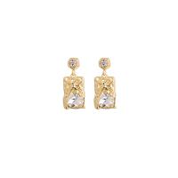 Zinc Alloy Drop Earrings Rectangle plated for woman & with rhinestone nickel lead & cadmium free Sold By Pair