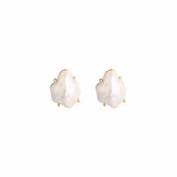 Tibetan Style Stud Earring, with Plastic Pearl, irregular, gold color plated, fashion jewelry & for woman, 15x20mm, Sold By Pair