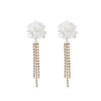 Tibetan Style Drop Earrings, with Plastic & Plastic Pearl, Flower, gold color plated, different styles for choice & for woman & with rhinestone, Sold By Pair