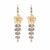 Tibetan Style Drop Earrings, with Acrylic, Flower, gold color plated, for woman & with rhinestone, nickel, lead & cadmium free, 18x70mm, Sold By Pair