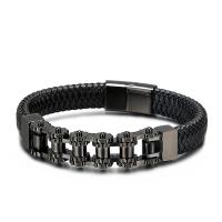 Titanium Steel Bracelet with cowhide cord plated for man Length Approx 8.26 Inch Sold By PC