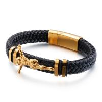 316L Stainless Steel Bracelet with cowhide cord plated dyed & for man Length Approx 8.26 Inch Sold By PC