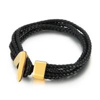Titanium Steel Bracelet with cowhide cord plated for man Length Approx 8.26 Inch Sold By PC