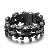 Titanium Steel Bracelet, gun black plated, for man, Length:Approx 8.66 Inch, Sold By PC