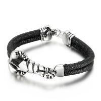 Titanium Steel Bracelet with cowhide cord for man original color Length Approx 8.66 Inch Sold By PC