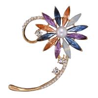 Freshwater Pearl Brooch Zinc Alloy with Freshwater Pearl & Crystal gold color plated Unisex & with rhinestone nickel lead & cadmium free Sold By PC