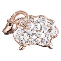Rhinestone Brooch Zinc Alloy Sheep rose gold color plated Unisex & with rhinestone nickel lead & cadmium free Sold By PC