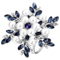 Crystal Brooch Zinc Alloy with Crystal & Plastic Pearl silver color plated for woman & with rhinestone nickel lead & cadmium free Sold By PC