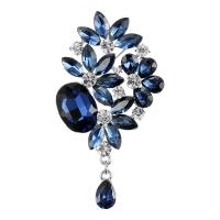 Crystal Brooch, Tibetan Style, with Crystal, plated, for woman & with rhinestone, more colors for choice, nickel, lead & cadmium free, 67x38mm, Sold By PC