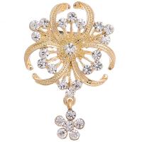 Rhinestone Brooch Zinc Alloy gold color plated for woman & with rhinestone nickel lead & cadmium free Sold By PC
