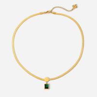 Edelstahl Schmuck Halskette, mit Verlängerungskettchen von 6.3cm, Modeschmuck & Micro pave Zirkonia & für Frau, goldfarben, 10mm, Länge:39.4 cm, verkauft von PC