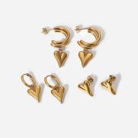 Stainless Steel Stud Earrings, Vacuum Ion Plating, fashion jewelry & different styles for choice & for woman, golden, Sold By Pair