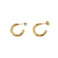 Stainless Steel Stud Earrings, Vacuum Ion Plating, fashion jewelry & for woman, golden, 23.07x3.29mm, Sold By Pair