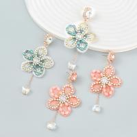 Rhinestone Earring Zinc Alloy with Resin & Acrylic Flower fashion jewelry & for woman & with rhinestone Sold By Pair