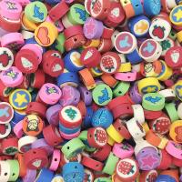 Polimero-Clay-Beads, argilla polimero, Cerchio piatto, DIY, colori misti, 10mm, Appross. 100PC/borsa, Venduto da borsa