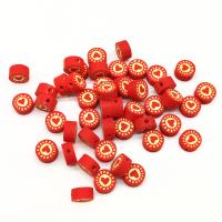 Χάντρες Polymer Clay, Flat Γύρος, DIY, κόκκινος, 10mm, Περίπου 100PCs/τσάντα, Sold Με τσάντα