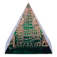 resina Decoração Pyramid, with cobre, Piramidal, cromado de cor dourada, adesivo epóxi, Mais cores pare escolha, 50x50mm, vendido por PC
