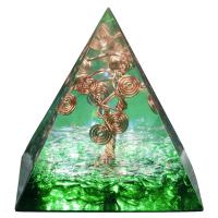 Resin Pyramid Decoration, with Brass, Pyramidal, gold color plated, epoxy gel, more colors for choice, 50x50mm, Sold By PC