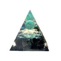 Ρητίνη Πυραμίδα Διακόσμηση, με Πολύτιμος λίθος & Ορείχαλκος, Πυραμιδικός, χρώμα επίχρυσο, διαφορετικό μέγεθος για την επιλογή & εποξική αυτοκόλλητο, μικτά χρώματα, Sold Με PC