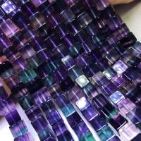 Natural Fluorite Beads,  Square, polished, DIY, mixed colors, 8-8.5mm, Sold Per Approx 14.96 Inch Strand