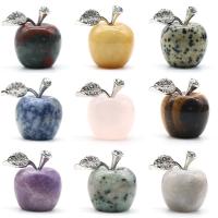 Edelstein Dekoration, mit Zinklegierung, Apfel, silberfarben plattiert, verschiedenen Materialien für die Wahl & mit Strass, keine, 22x25mm, verkauft von PC