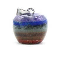 misto de pedras semi-preciosas pingente, with liga de zinco, Maçã, cromado de cor prateada, Retalhos & joias de moda, cores misturadas, 20x17mm, vendido por PC