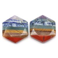 pierre gemme Pendentif, hexagone, poli, Patchwork & styles différents pour le choix, couleurs mélangées, 29x33mm, Vendu par PC