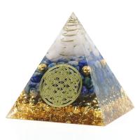 Hars piramide Decoratie, met Goud folie & Mixed Material & Tiger Tail Wire, Piramidale, gold plated, voor thuis en op kantoor & verschillende materialen voor de keuze, meer kleuren voor de keuze, 60x60mm, Verkocht door PC