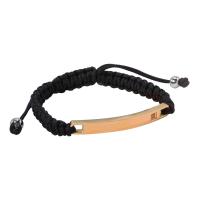 Bijoux bracelet en acier inoxydable, Acier inoxydable 304, avec corde de cire, rectangle, unisexe & styles différents pour le choix & avec strass, plus de couleurs à choisir, Longueur:7.09 pouce, Vendu par PC