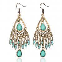 Tibetan Style Drop Earrings, fashion jewelry & for woman & with rhinestone, nickel, lead & cadmium free, 24x80mm, Sold By Pair