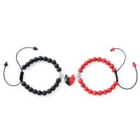 Couple Bracelet and Bangle Natural Stone with Zinc Alloy Heart plated 2 pieces & Adjustable & fashion jewelry & for couple 8mm Length 17-26 cm Sold By Pair