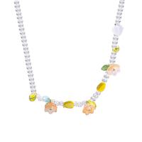 Collier en cristal, avec Oeil de chat & résine, avec 5.3cm chaînes de rallonge, fleur, Réglable & bijoux de mode & pour femme, multicolore, Longueur:Environ 37 cm, Vendu par PC