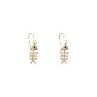 Cubic Zirconia Micro Pave Brass Earring Fish Bone high quality gold color plated fashion jewelry & micro pave cubic zirconia & for woman golden nickel lead & cadmium free Sold By Pair