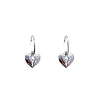 Brass Drop Earring Heart high quality silver color plated fashion jewelry & for woman silver color nickel lead & cadmium free Sold By Pair
