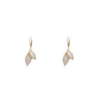 Zinc Alloy Drop Earrings Leaf high quality plated fashion jewelry & micro pave cubic zirconia & for woman & enamel nickel lead & cadmium free Sold By Pair